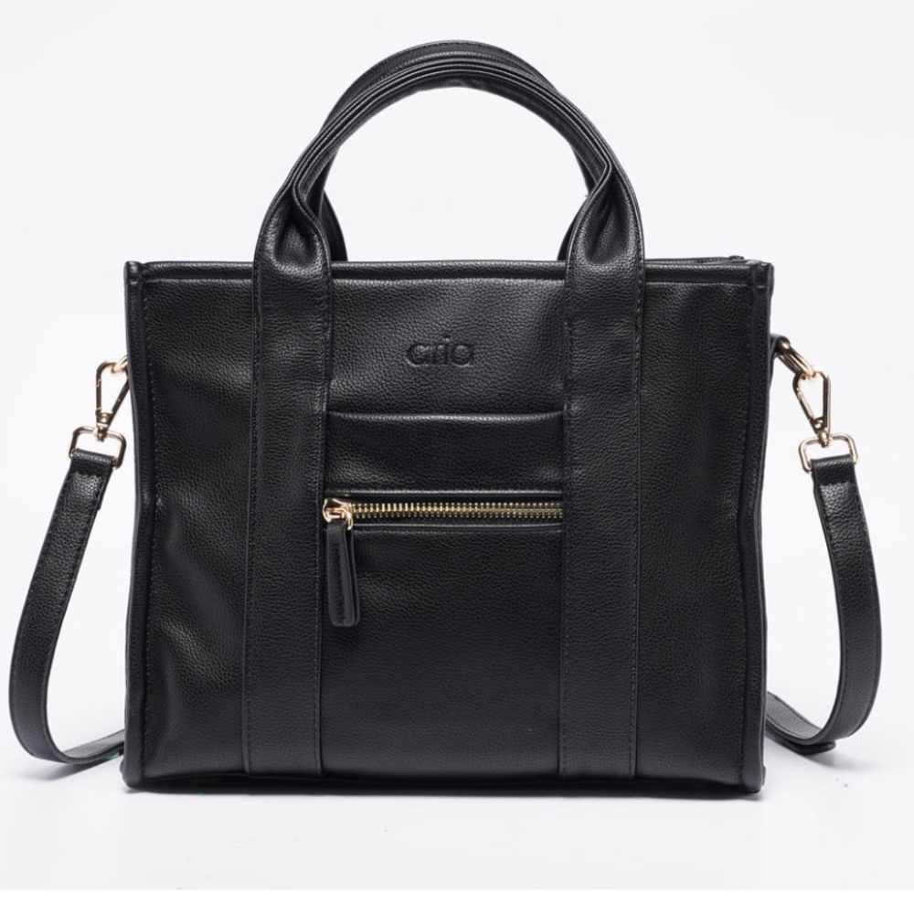 Like new Hi Aria Faux Vegan Leather Tori Tote Diaper Bag Purse Crossbody Black